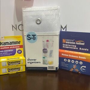 S&T Inc. Shower Organizer and Motion Sickness Relief Set